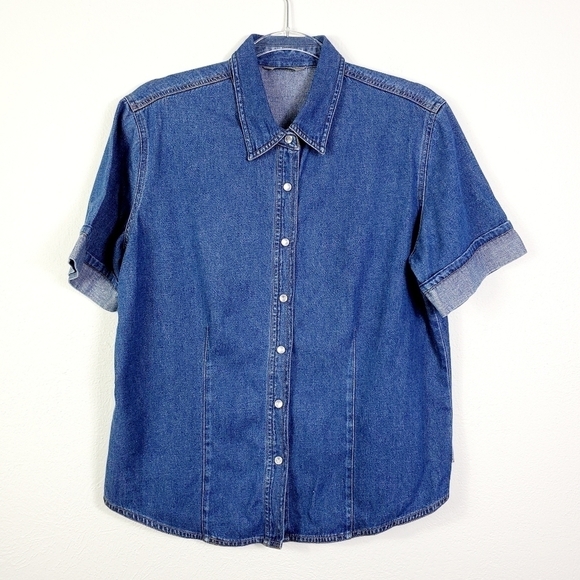 RIVETED BY LEE PEARL SNAP DENIM TOP - Picture 1 of 6